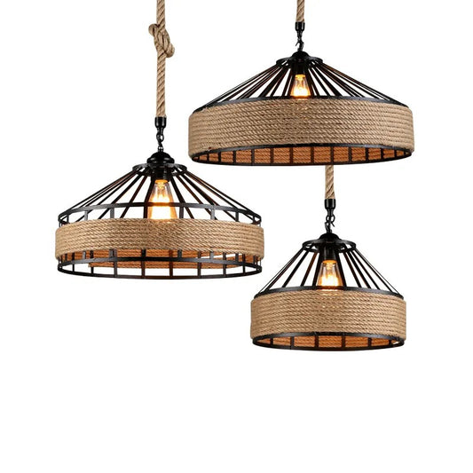 Classical Hemp Rope Pendant Hanging Lamp Lustre