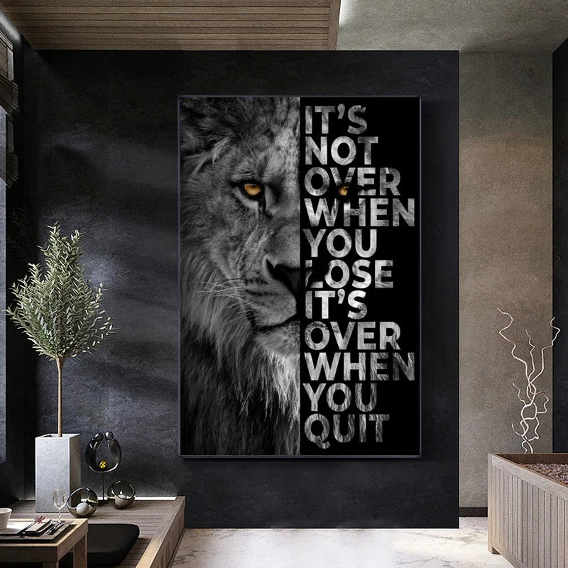 Canvas Painting Wild Lion Letter Motivational Quote Art Poster