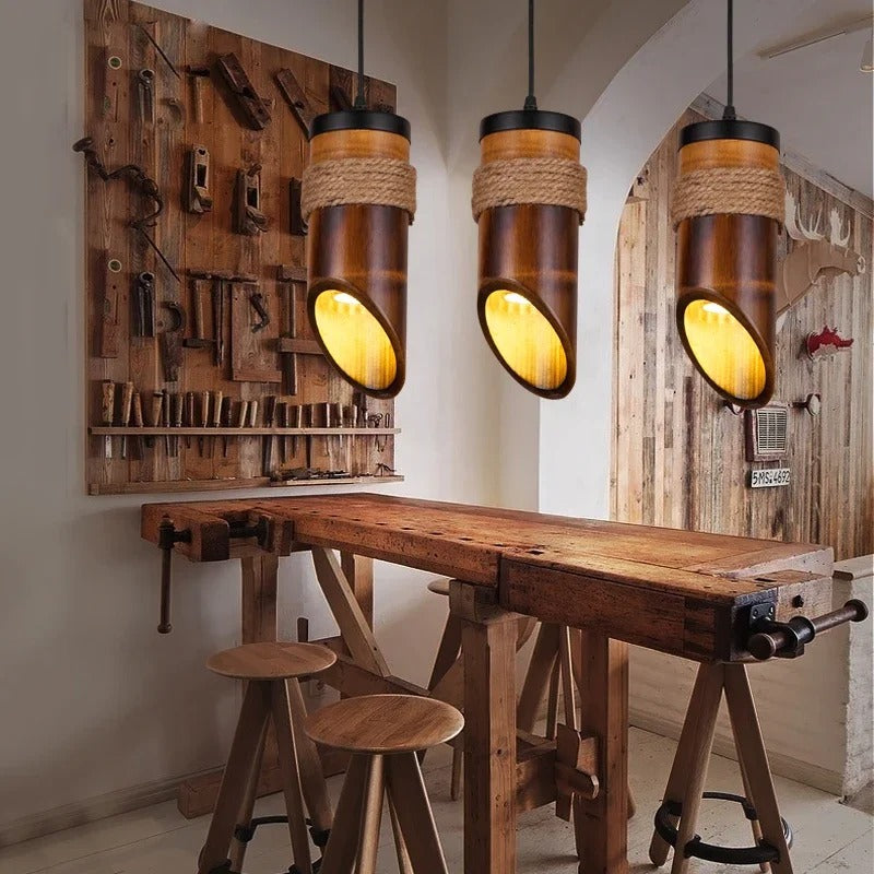 Retro Pendant Light Bamboo Hanging Lamp