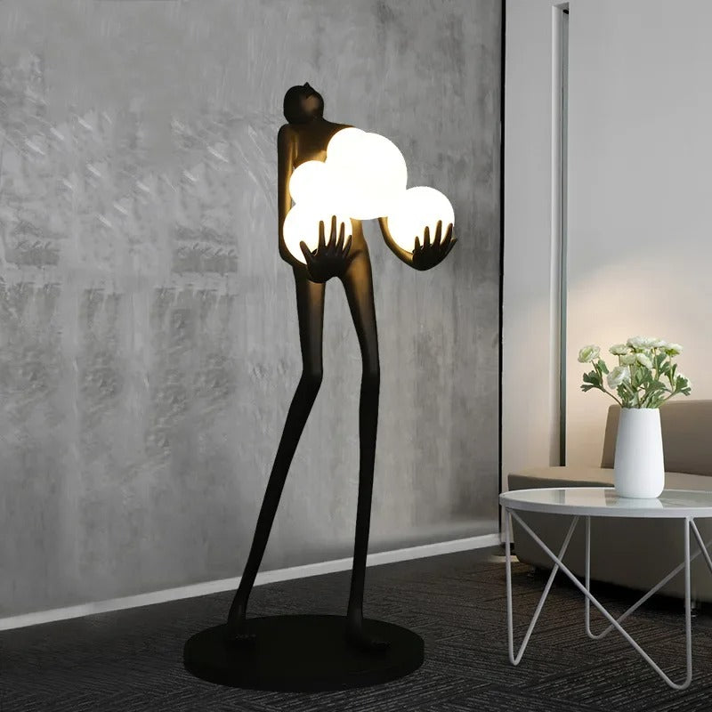 Modern Humanoid Art Sculpture Holding Ball Floor Lamp