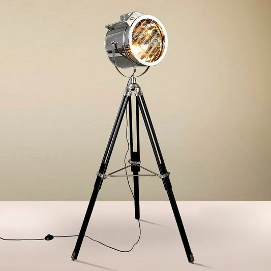 Industrial Retro Silver Vertical Floor Lamps Indoor Lighting Tripod LED