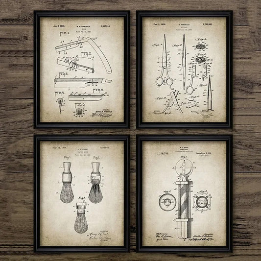 Barber Patent Blueprints Vintage Posters Canvas Prints