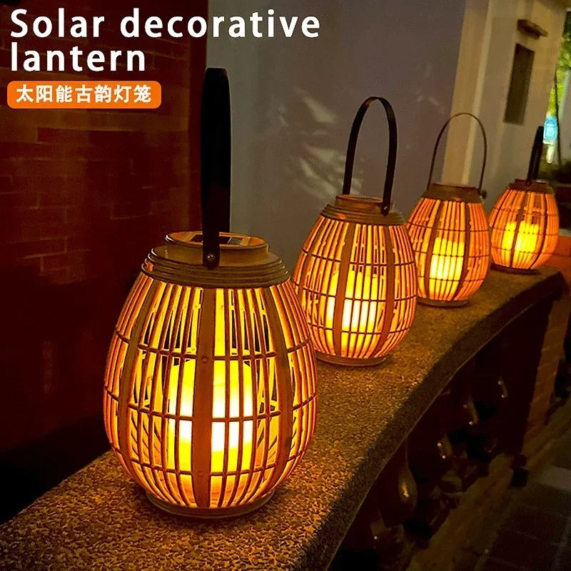 Outdoor Solar Imitation Rattan Lantern