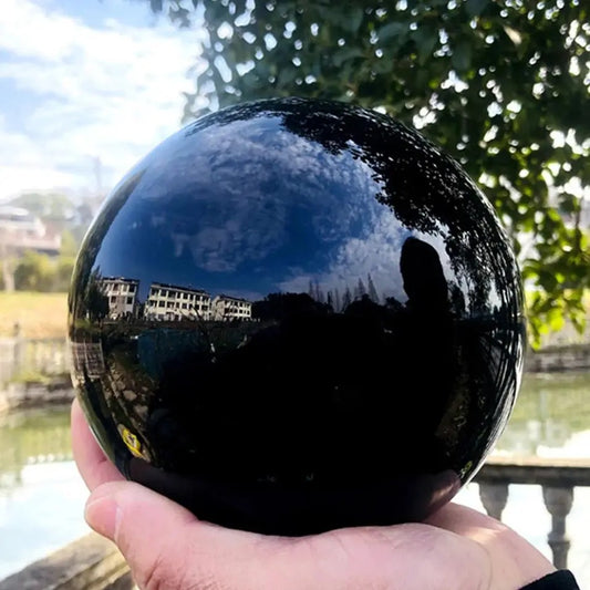 Black Obsidian Sphere Healing Crystal Magic Ball Reiki Rock Stone