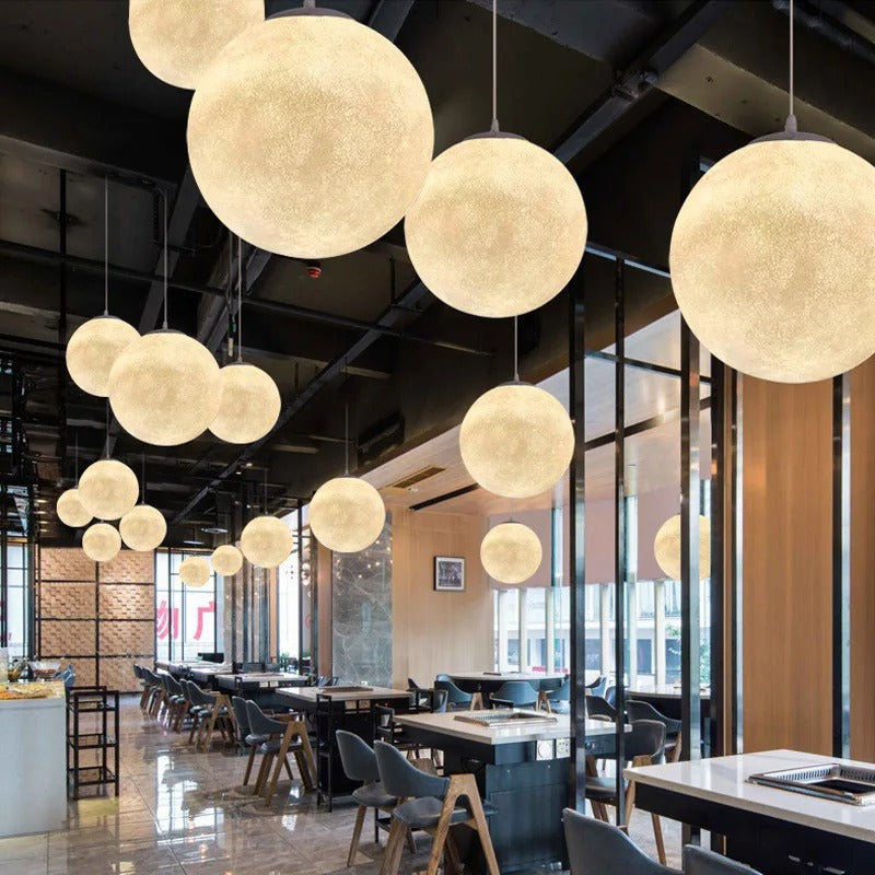 Wabi-Sabi FRP Moon Led Pendant Lights