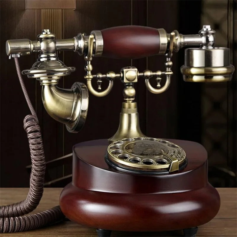 Antique Corded Telephone Resin Fixed Digital Retro Phone Button Dial