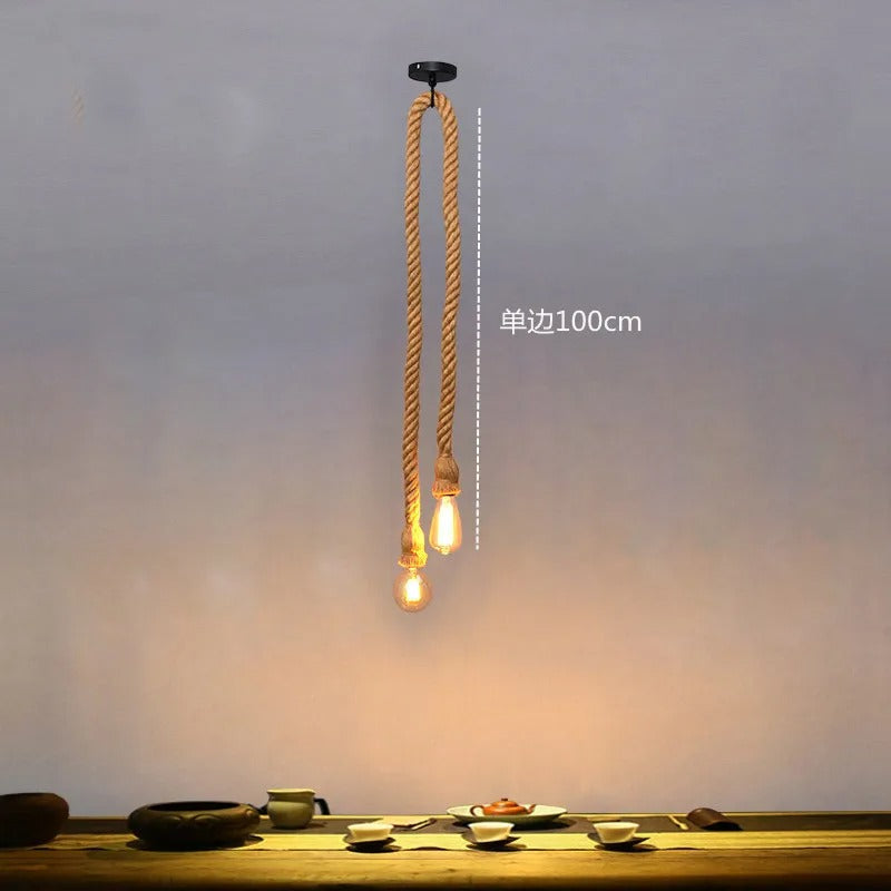 Retro Vintage Hemp Rope Pendant Light American Industrial Hanging Lamps