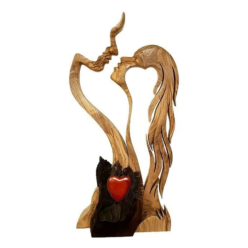 Love Eternal Wood Ornaments Wooden-Heart Desktop Sculpture