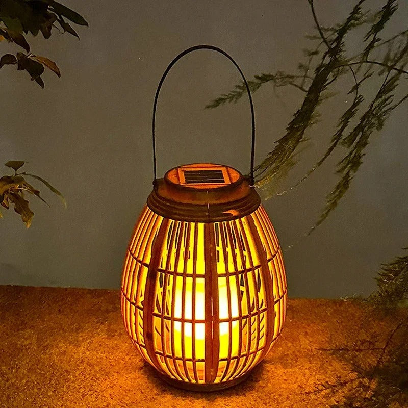 Outdoor Solar Imitation Rattan Lantern