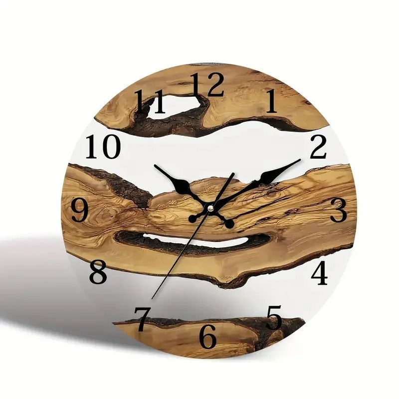 Olive Wood Clock Tempered Glass Transparent Clock