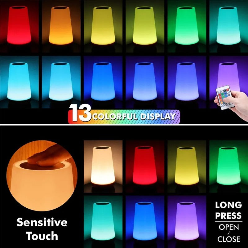 13 Color Changing Night Light RGB Remote Control Touch Dimmable Lamp