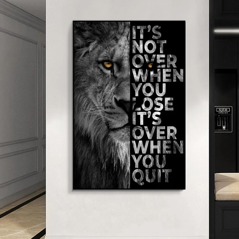 Canvas Painting Wild Lion Letter Motivational Quote Art Poster