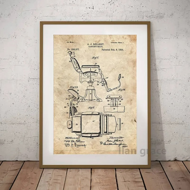 Barber Patent Blueprints Vintage Posters Canvas Prints