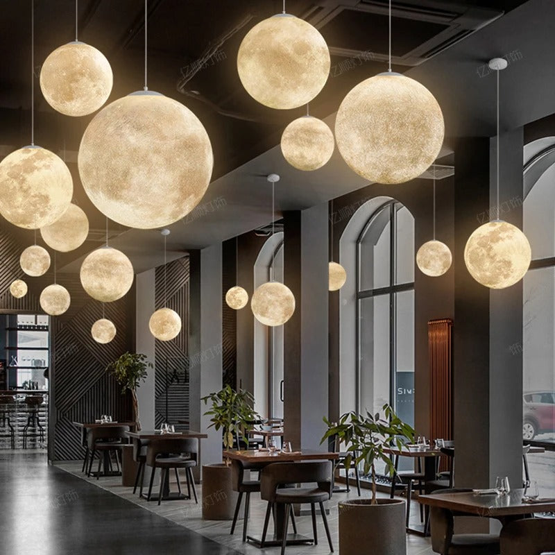 Wabi-Sabi FRP Moon Led Pendant Lights