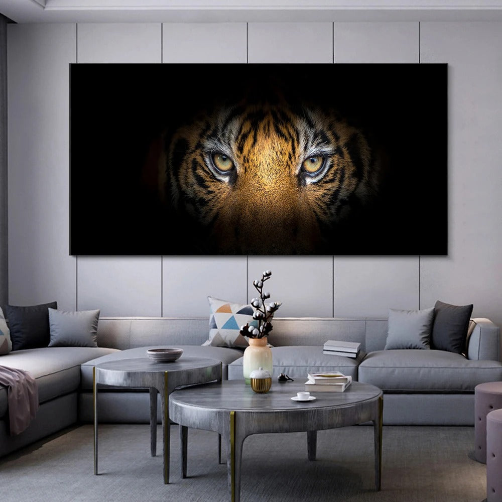 Modern Prints Canvas Art Black and White Tiger Head Painting Wall Art Poster