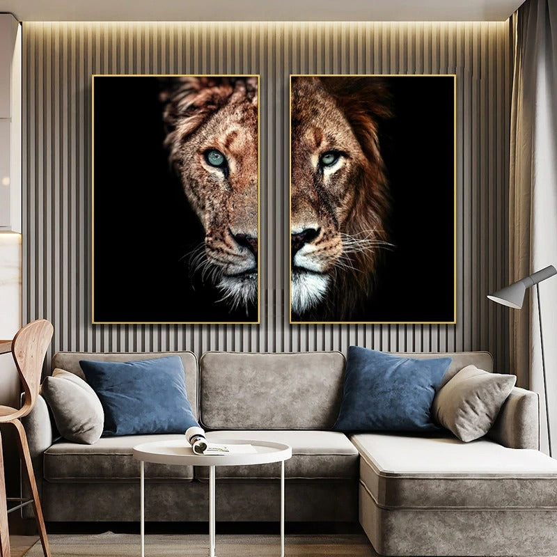 Canvas Paintings On The Wall Art Modern Male lion and lioness Decorative Posters