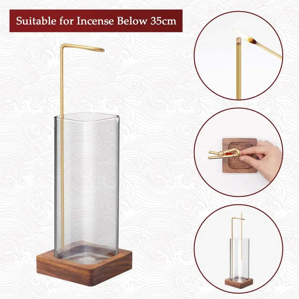 Modern Incense Burner With Glass Ash Catcher