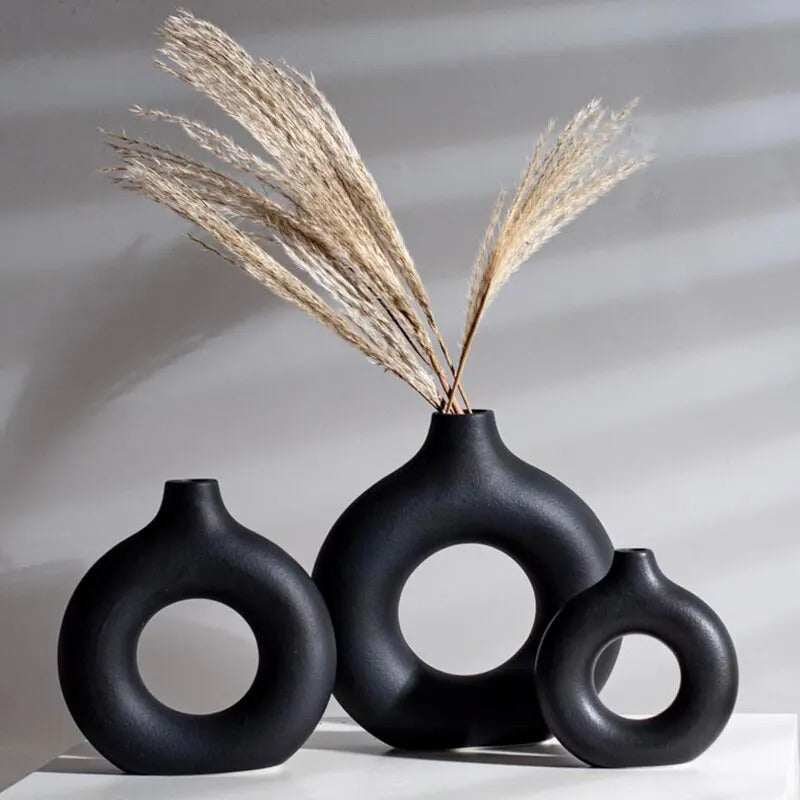 Eramic Nordic Donut Hollow Flower Vase