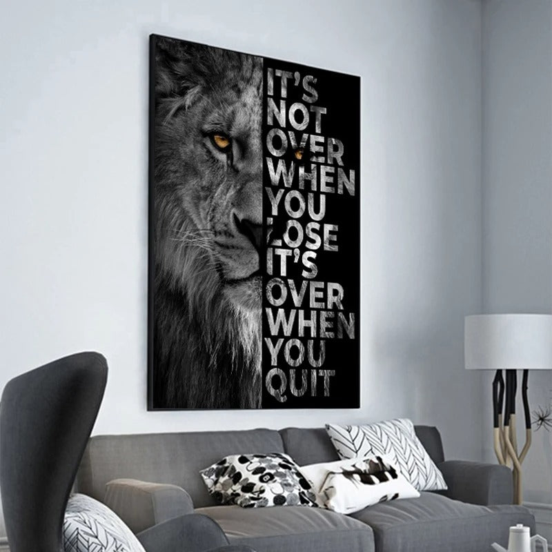 Canvas Painting Wild Lion Letter Motivational Quote Art Poster