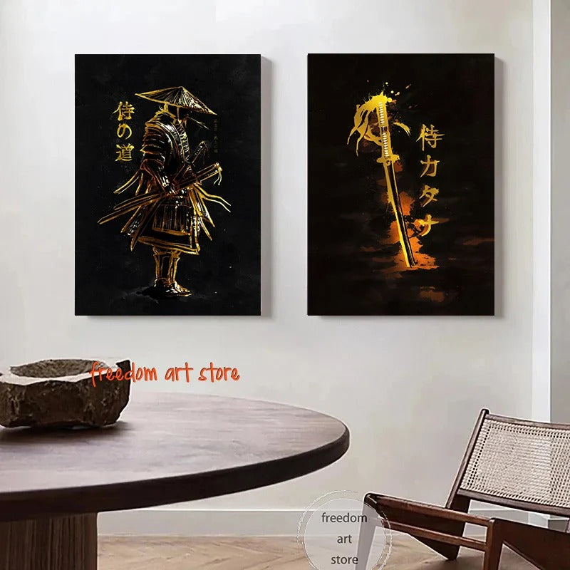 Japanese Geisha Samurai Print Picture