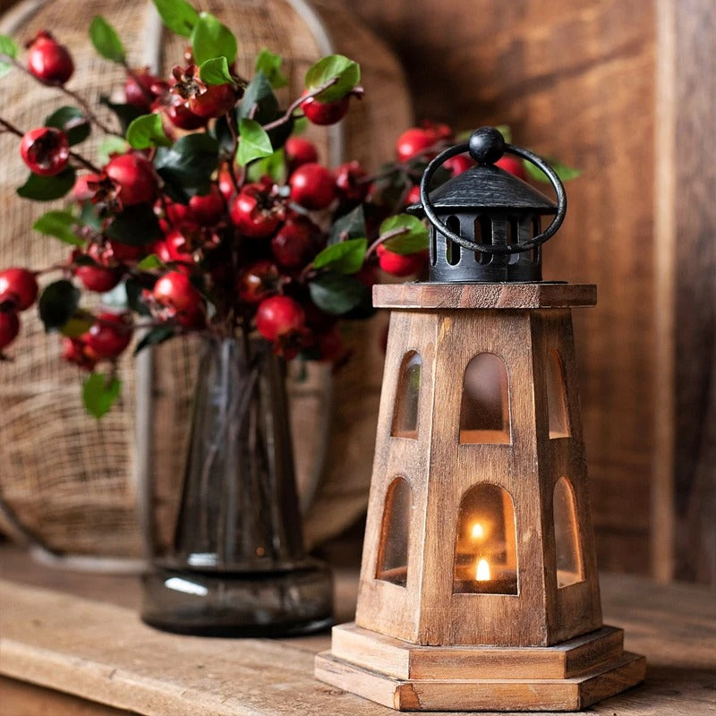 Vintage Wooden Candle Holder Dark Carbon