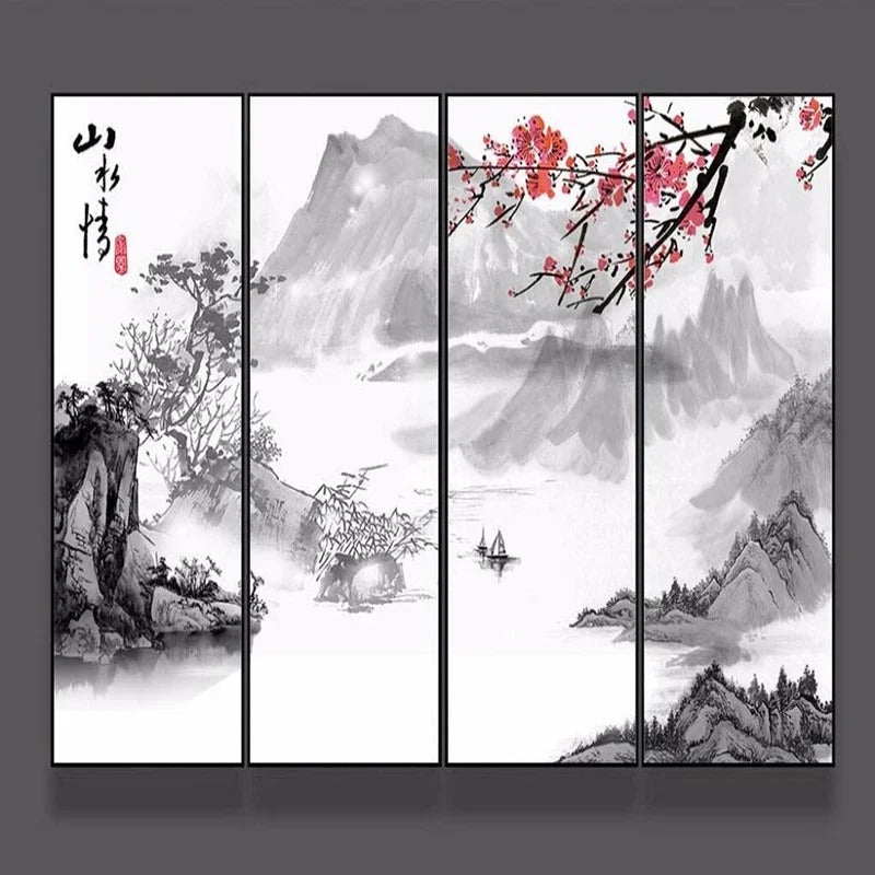 Custom Mural Wallpaper Chinese Style Landscape Ink Painting Fresco Backgroung