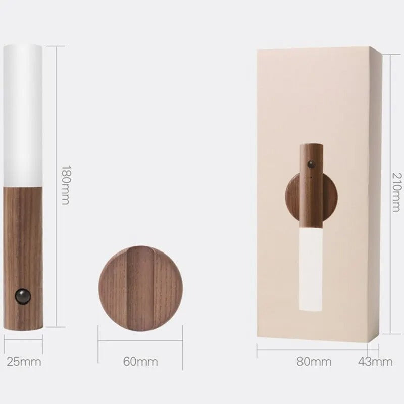 LED Wood USB Night Light Magnetic Wall Lamp