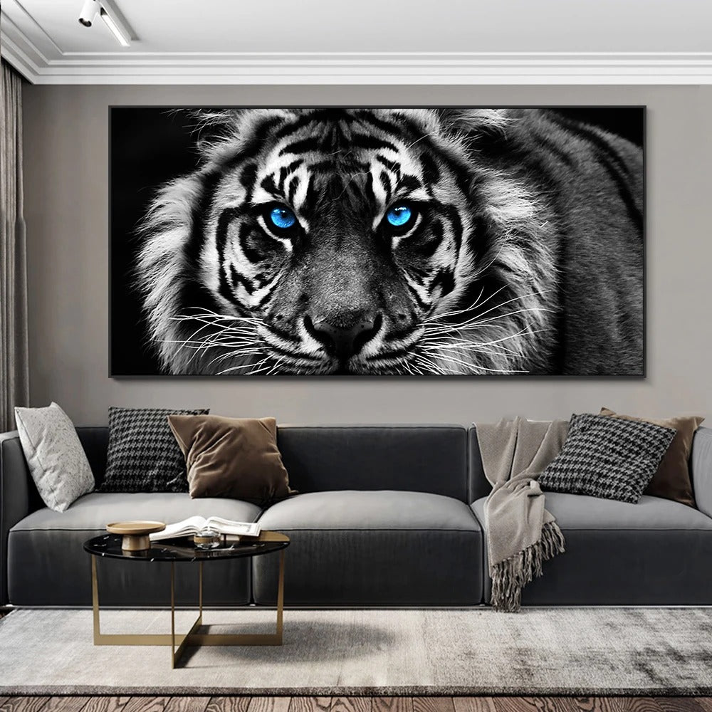 Modern Prints Canvas Art Black and White Tiger Head Painting Wall Art Poster