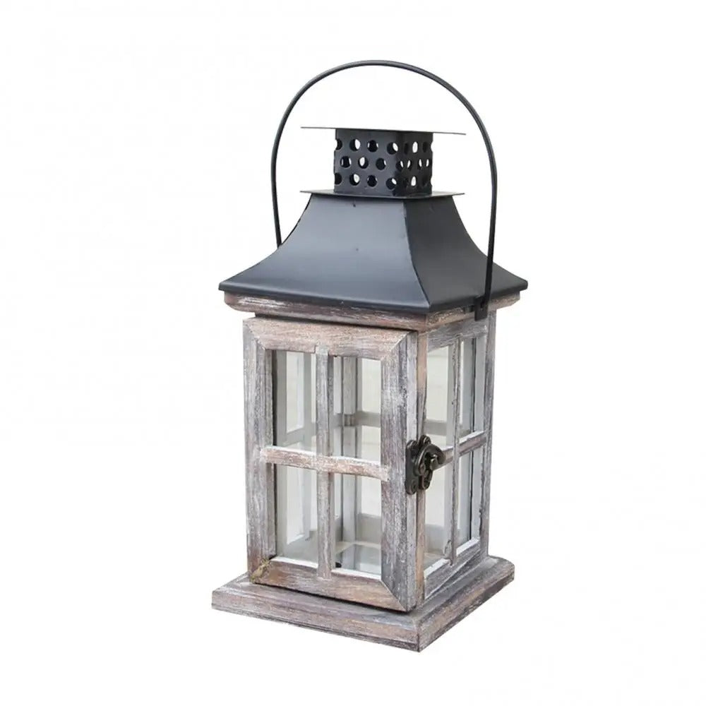 Windproof Lantern Wooden Retro Nordic Hanging