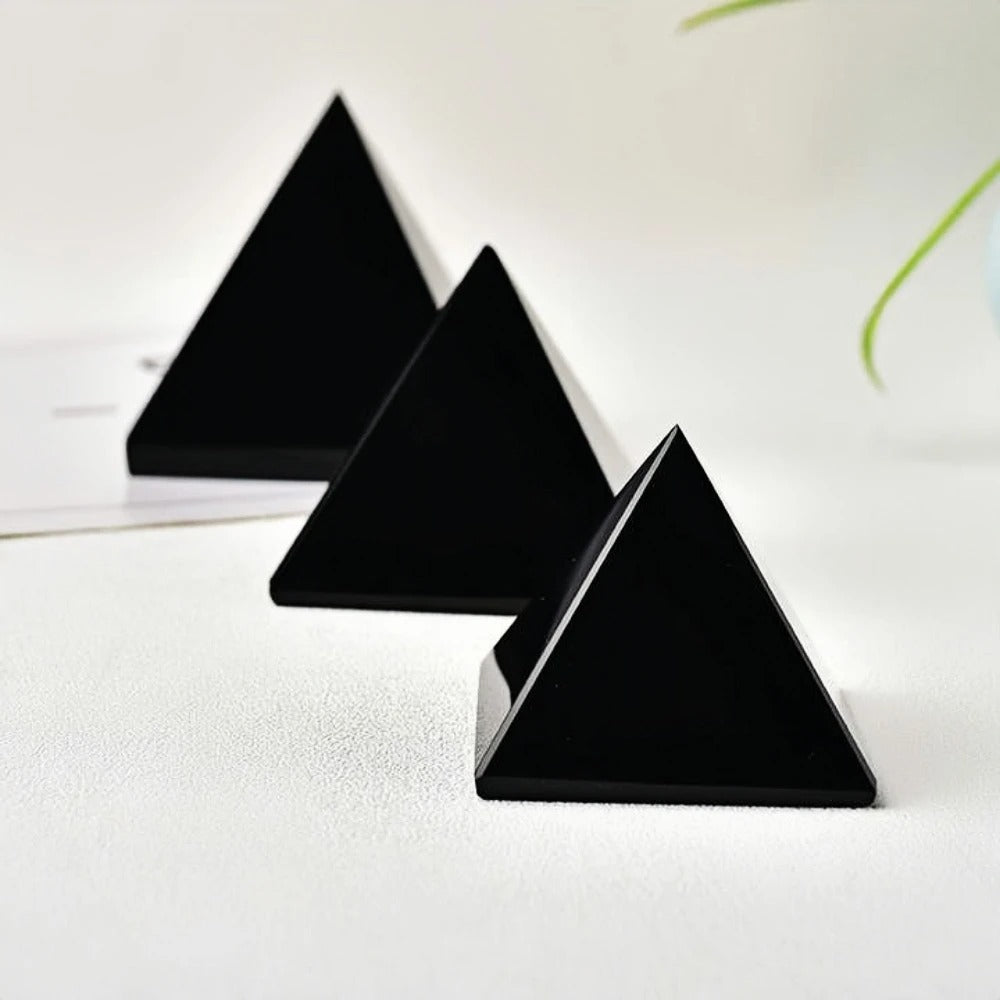 Natural Obsidian Pyramid Reiki Energy Stone