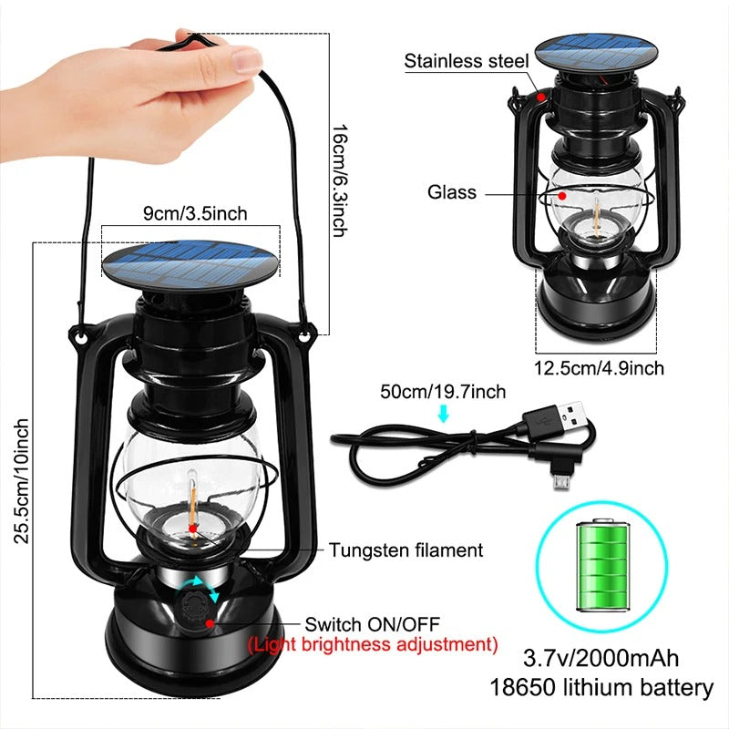 LED Solar Vintage Lantern Outdoor