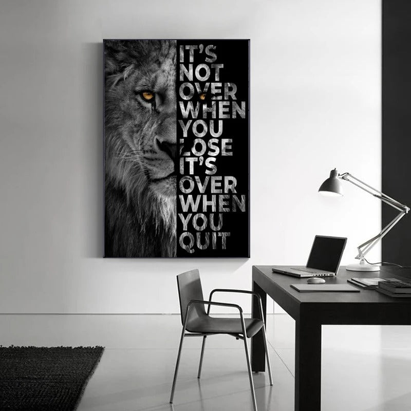 Canvas Painting Wild Lion Letter Motivational Quote Art Poster