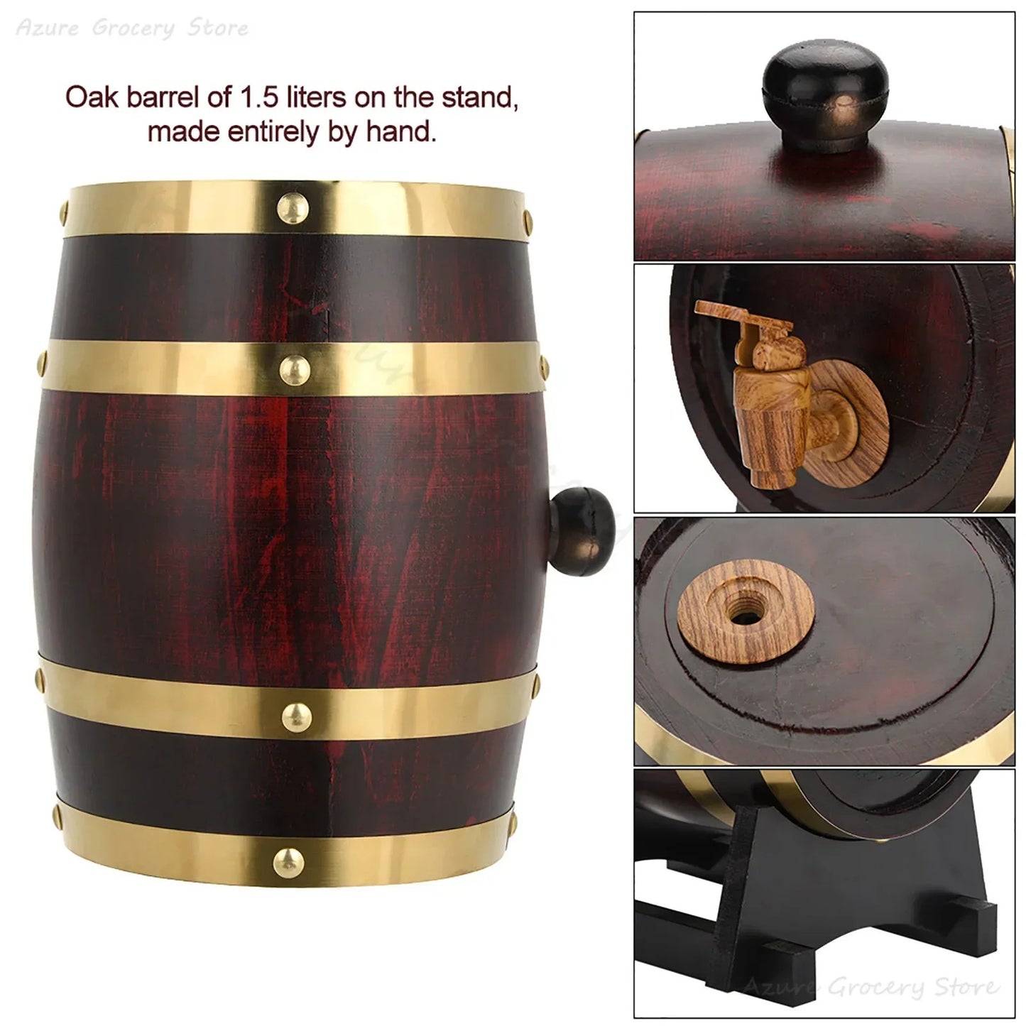 1.5/3/5/10L Oak Wine Brewing Barrel Beer Brewing Equipment H