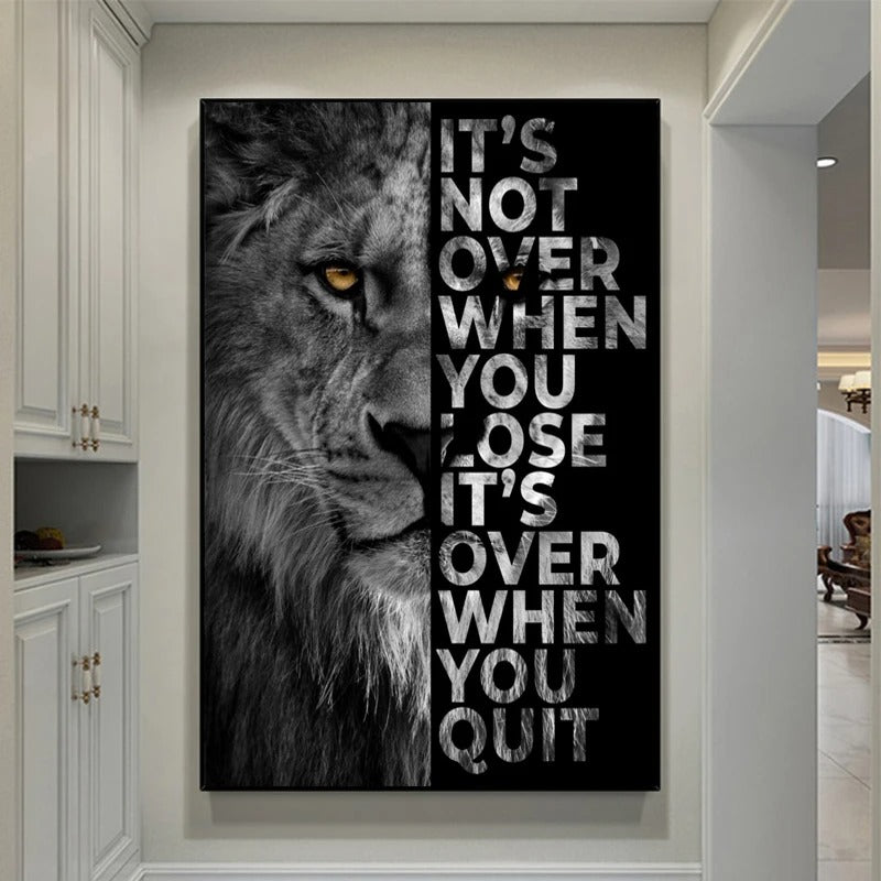 Canvas Painting Wild Lion Letter Motivational Quote Art Poster