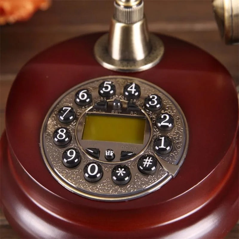 Antique Corded Telephone Resin Fixed Digital Retro Phone Button Dial