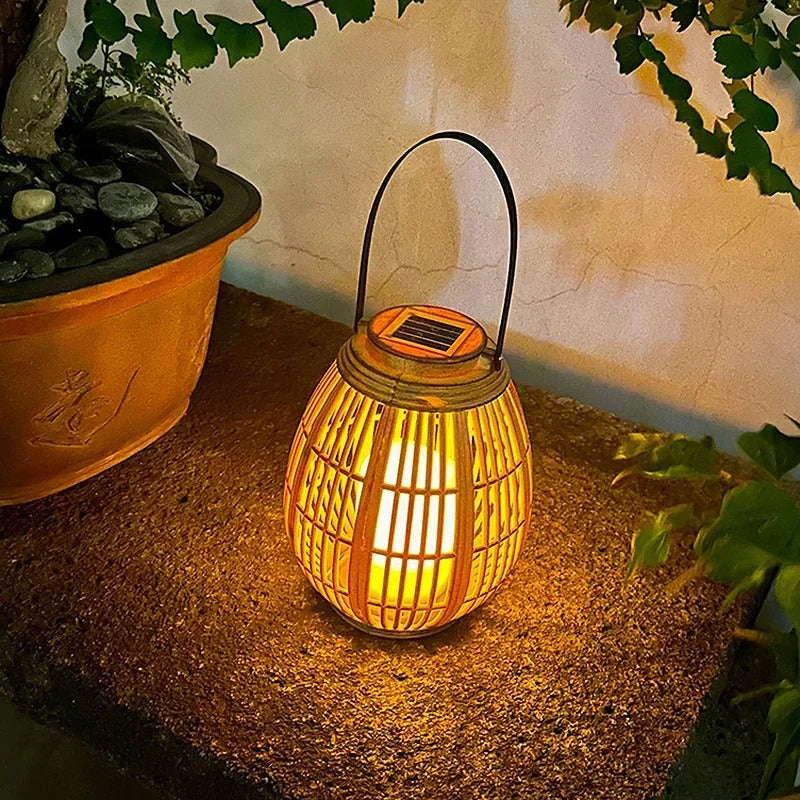 Outdoor Solar Imitation Rattan Lantern