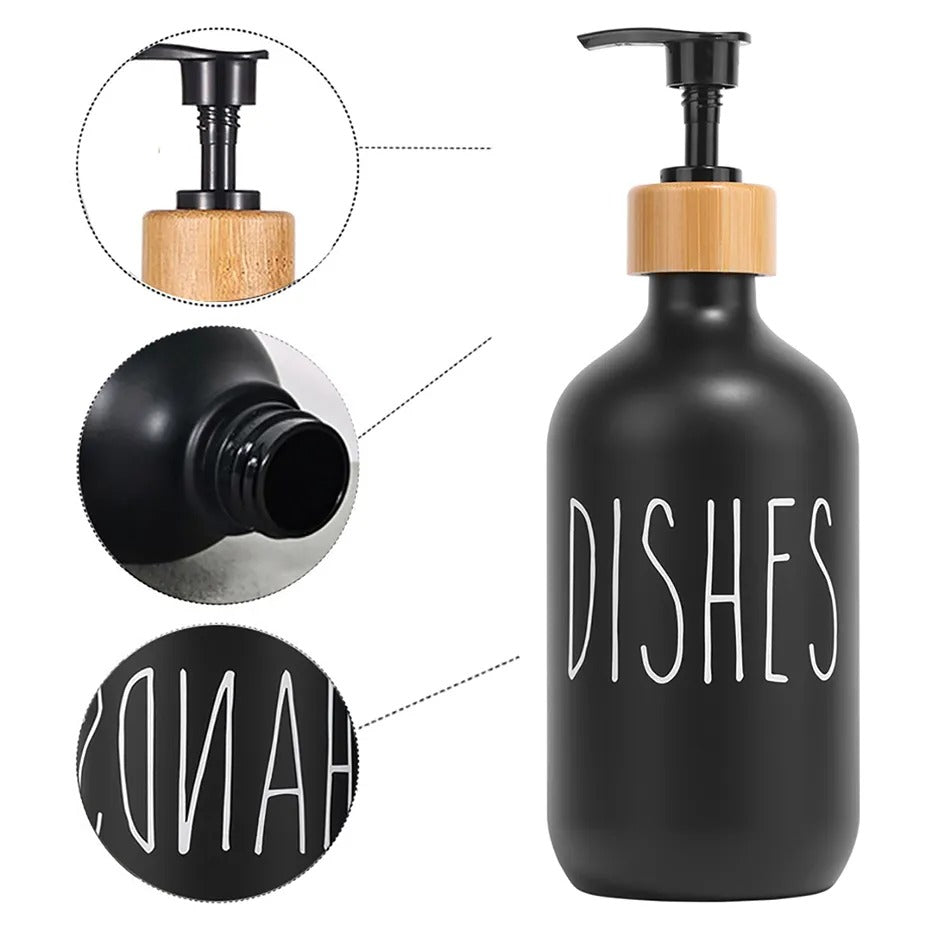 Black Dish Soap Dispenser Set