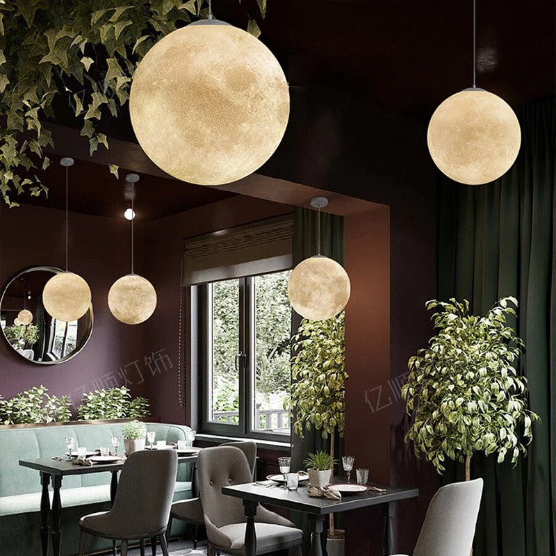 Wabi-Sabi FRP Moon Led Pendant Lights