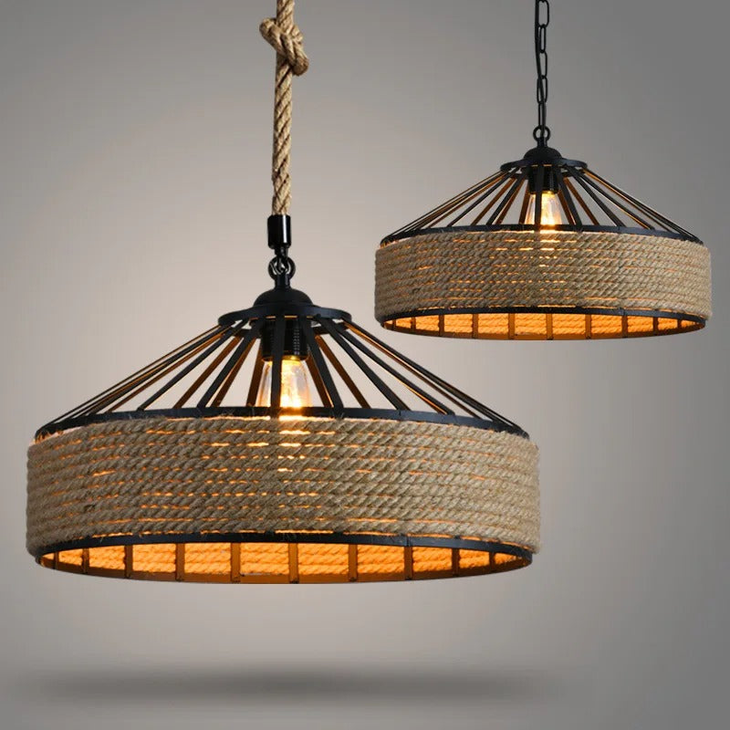 Classical Hemp Rope Pendant Hanging Lamp Lustre