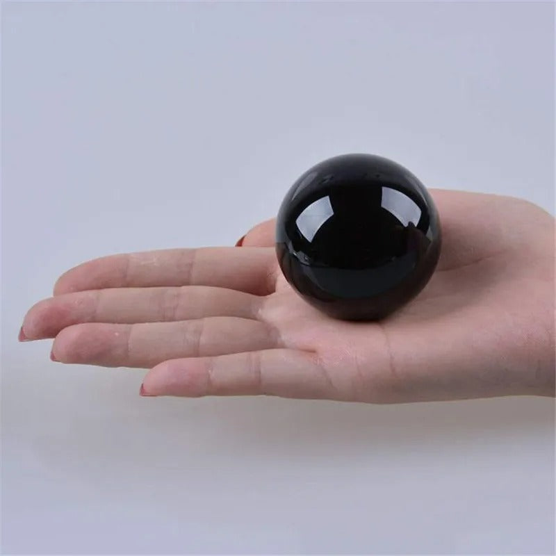 Natural Black Obsidian Crystal Ball Home Healing