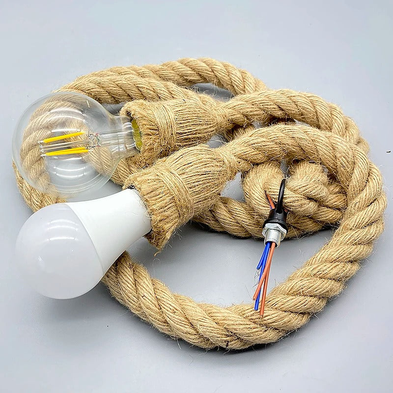 Retro Vintage Hemp Rope Pendant Light American Industrial Hanging Lamps