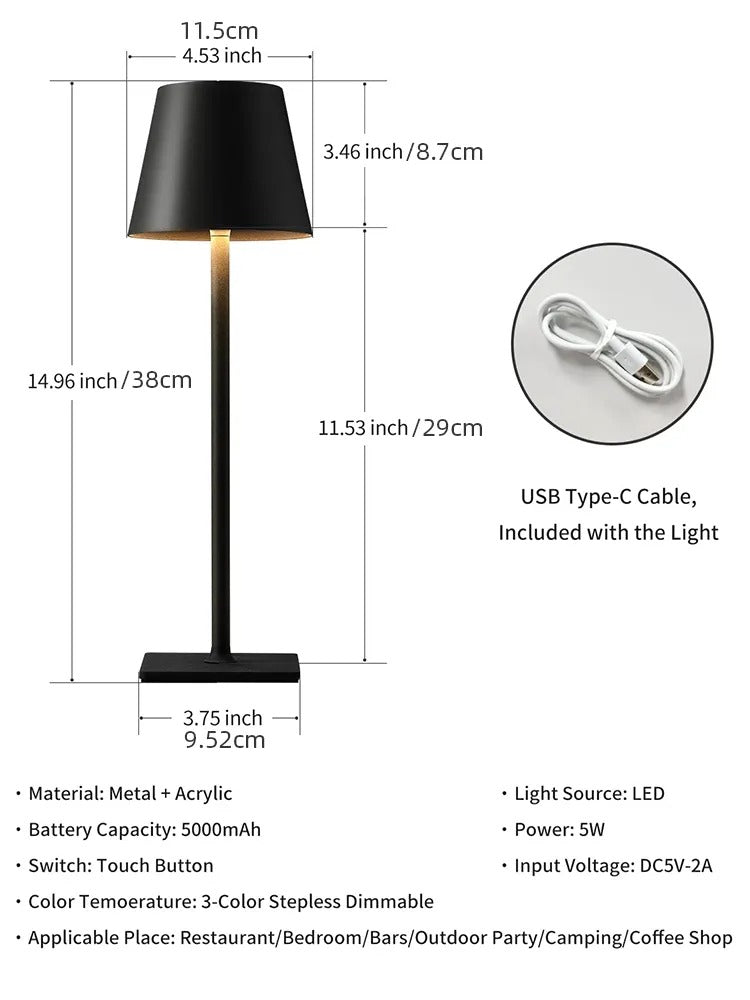 IRALAN Desk Lamp LED USB Rechargeable Light