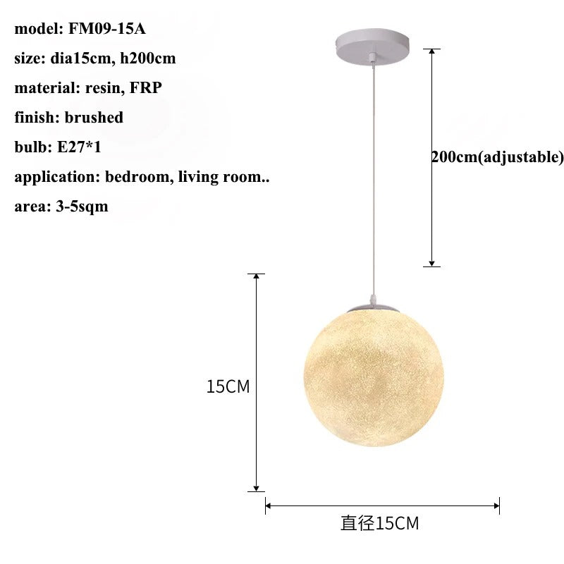 Wabi-Sabi FRP Moon Led Pendant Lights