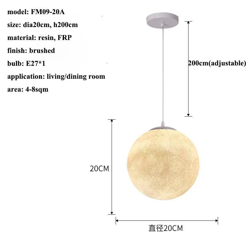 Wabi-Sabi FRP Moon Led Pendant Lights