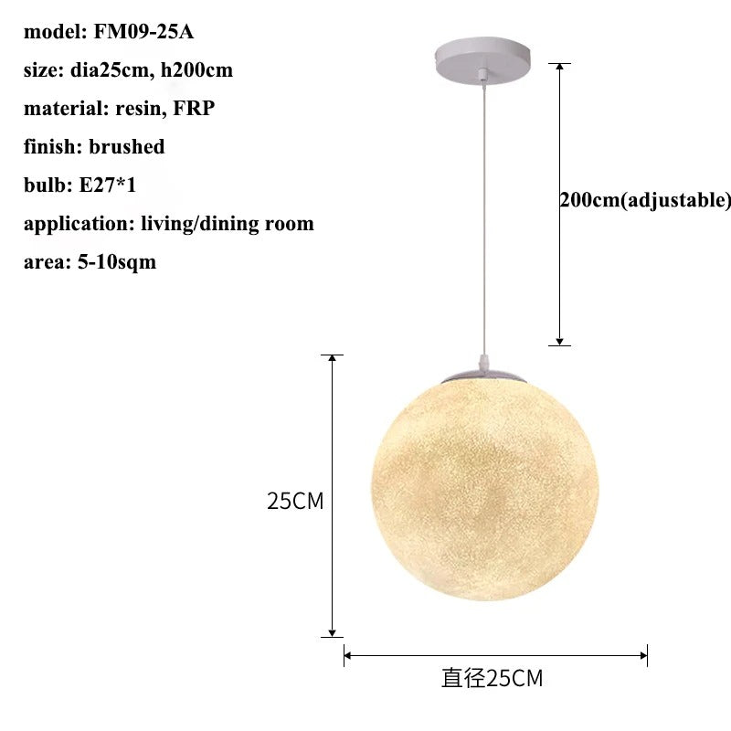 Wabi-Sabi FRP Moon Led Pendant Lights