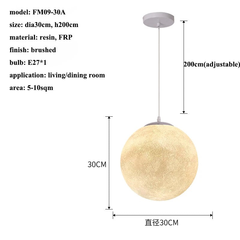 Wabi-Sabi FRP Moon Led Pendant Lights