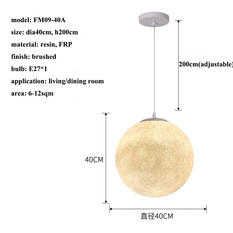 Wabi-Sabi FRP Moon Led Pendant Lights