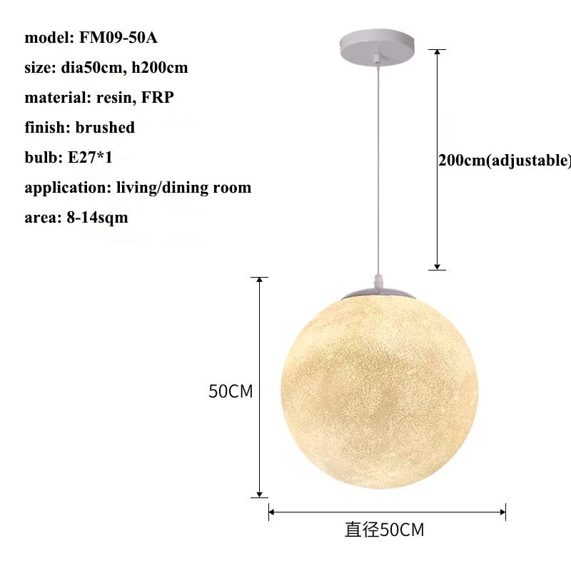 Wabi-Sabi FRP Moon Led Pendant Lights