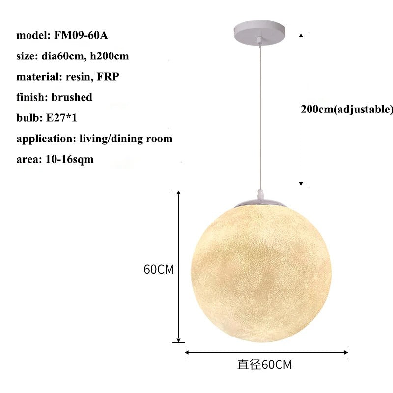 Wabi-Sabi FRP Moon Led Pendant Lights