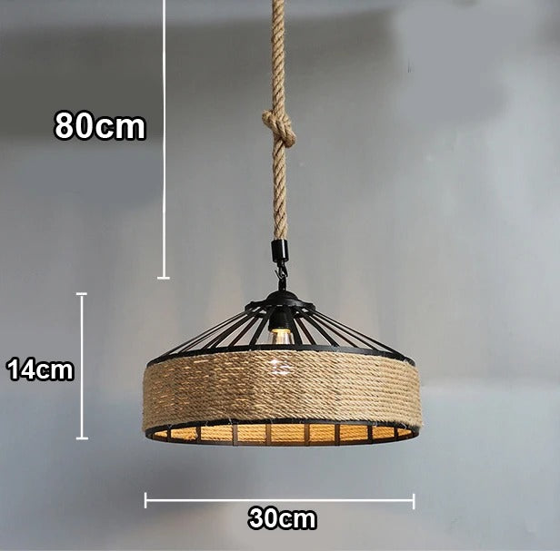 Classical Hemp Rope Pendant Hanging Lamp Lustre